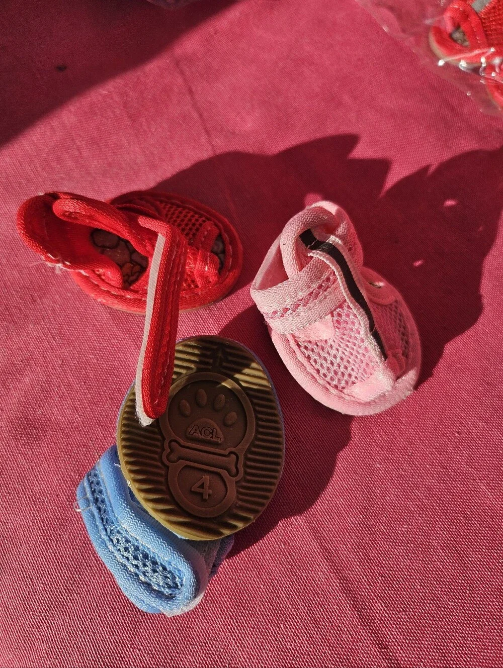 Dog Animal Mesh Slip-On Shoe  Sandles  Pink Blue Red Set Of 3 Size 4